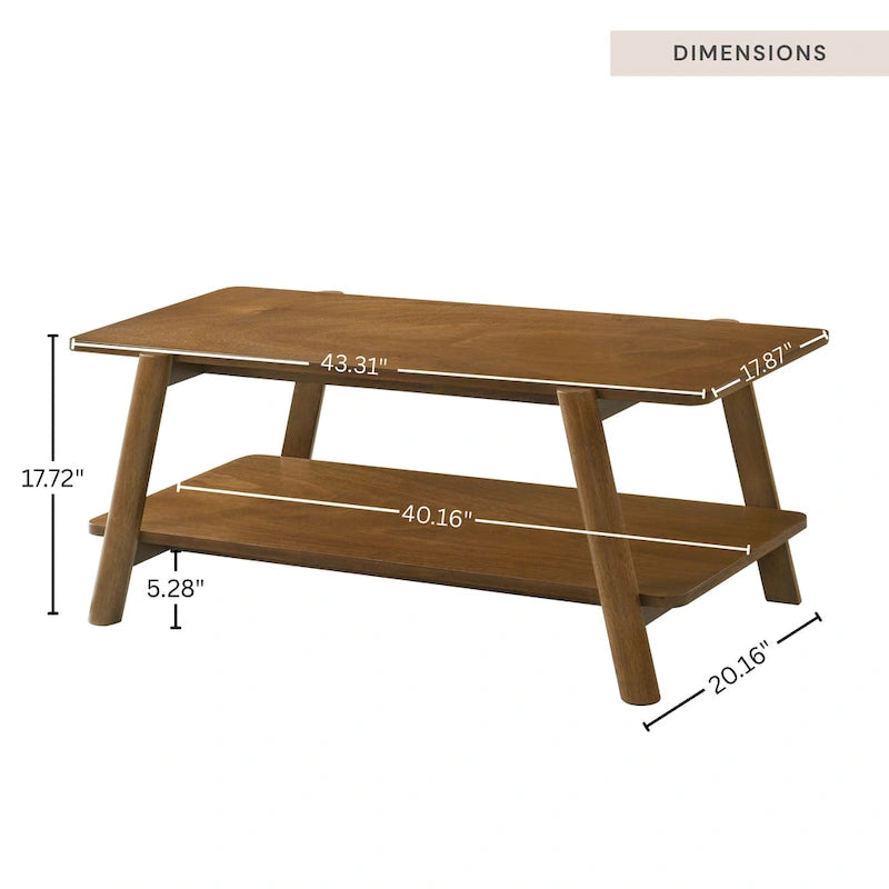 Table basse étagère en bois moderne du milieu du siècle Metz