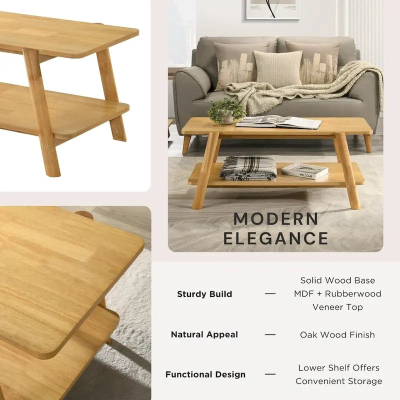 Table basse étagère en bois moderne du milieu du siècle Metz