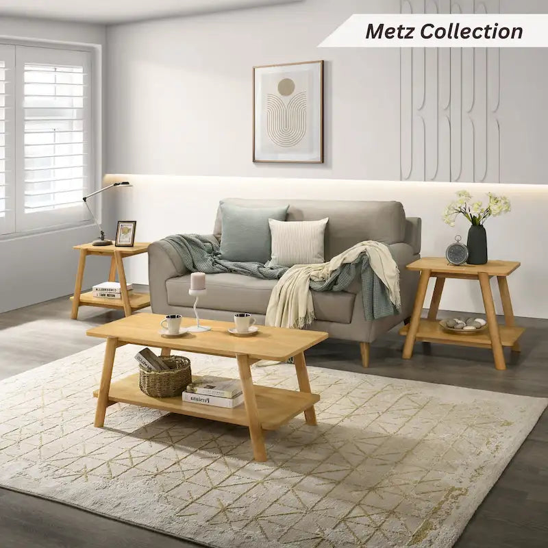 Table basse étagère en bois moderne du milieu du siècle Metz