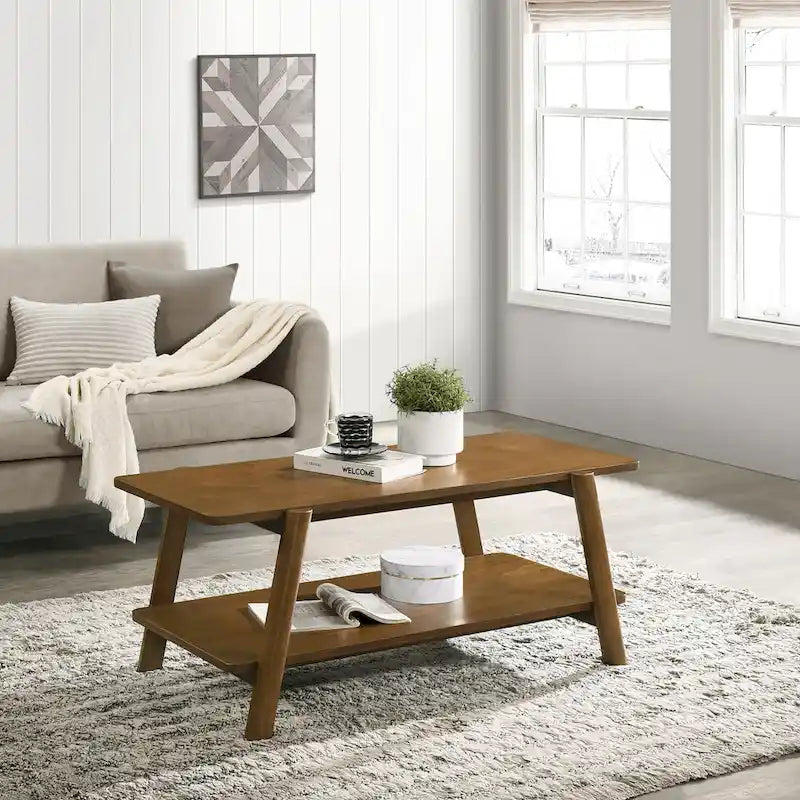 Table basse étagère en bois moderne du milieu du siècle Metz