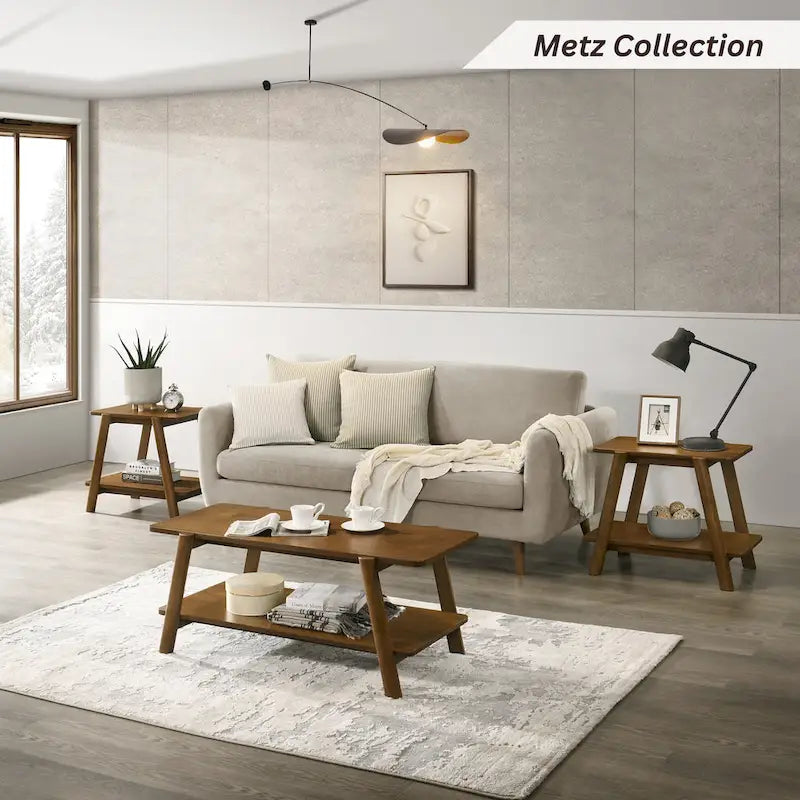 Table basse étagère en bois moderne du milieu du siècle Metz