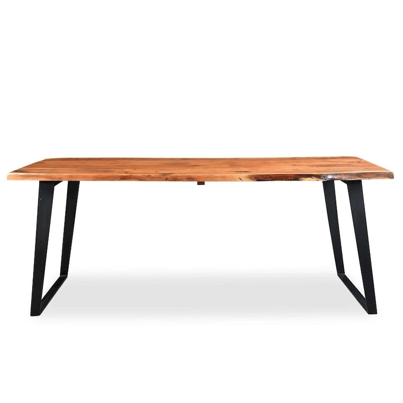 Table de salle à manger en bois massif à bord brut