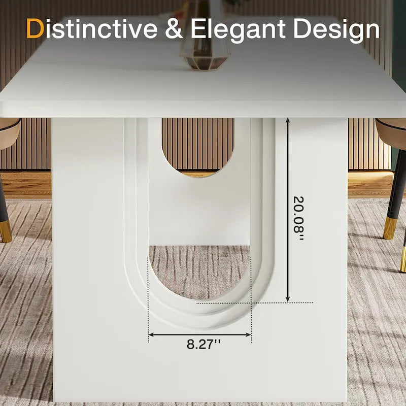 Table à manger rectangulaire de 70,89 po pour 6 à 8 personnes, table de cuisine moderne et simple en bois