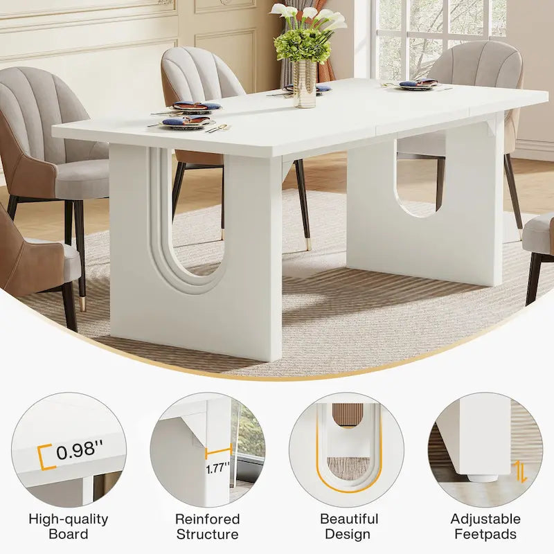 Table à manger rectangulaire de 70,89 po pour 6 à 8 personnes, table de cuisine moderne et simple en bois