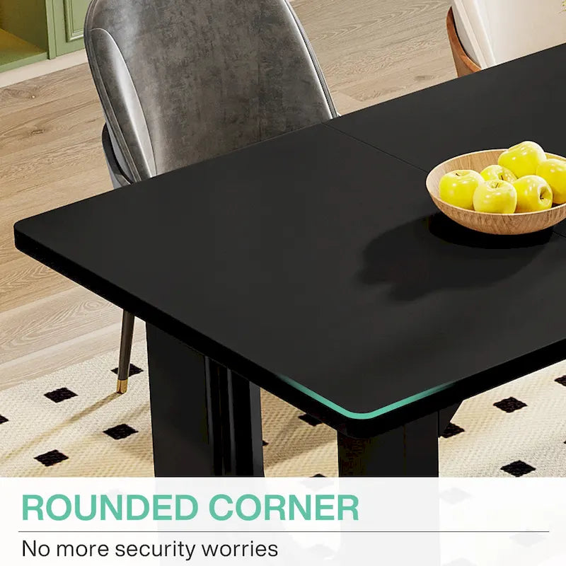 Table à manger rectangulaire de 70,89 po pour 6 à 8 personnes, table de cuisine moderne et simple en bois