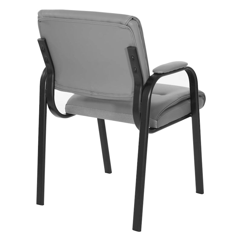 Chaise visiteur en similicuir et cadre finition noire
