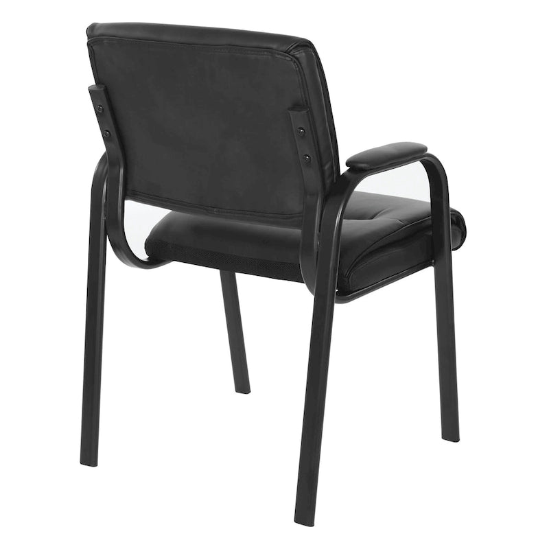 Chaise visiteur en similicuir et cadre finition noire