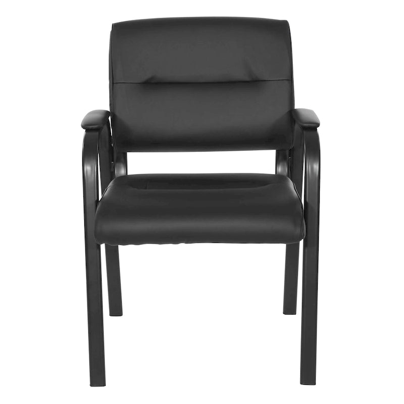 Chaise visiteur en similicuir et cadre finition noire
