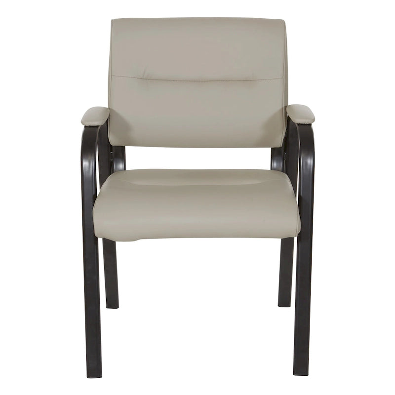 Chaise visiteur en similicuir et cadre finition noire