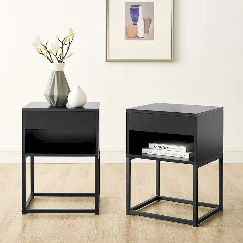 Table d'appoint simple avec tiroir et étagère