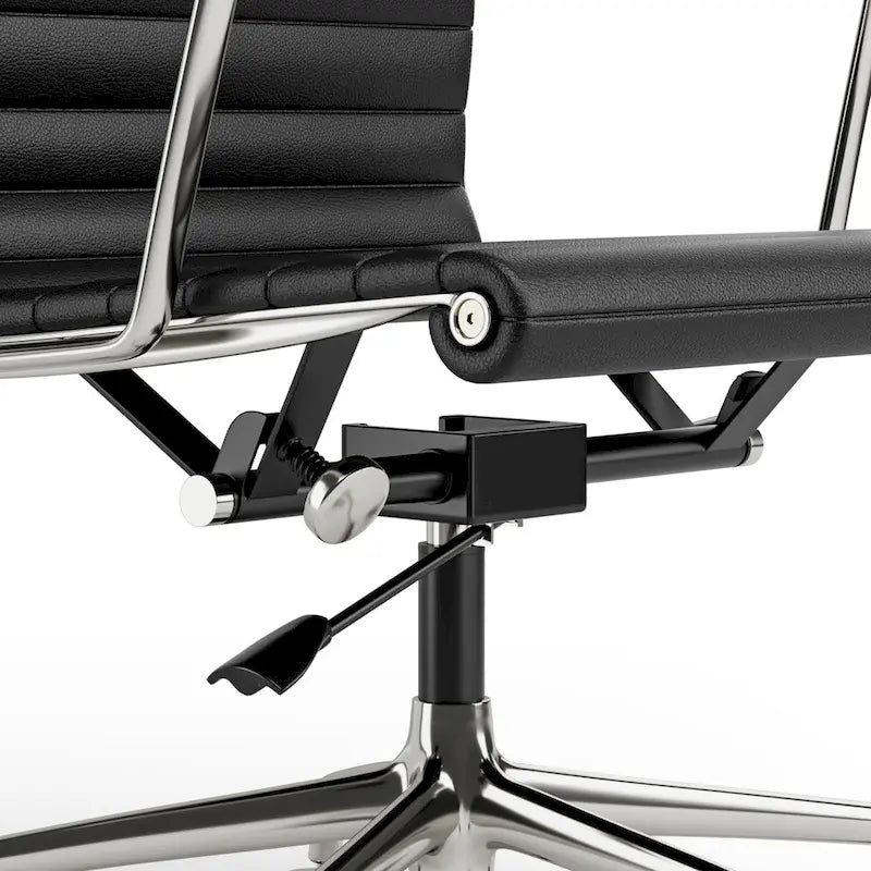 Chaise de bureau ergonomique en cuir véritable, dossier haut et côtelé - N/A