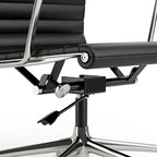 Chaise de bureau ergonomique en cuir véritable, dossier haut et côtelé - N/A