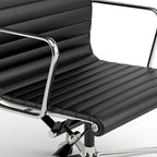 Chaise de bureau ergonomique en cuir véritable, dossier haut et côtelé - N/A