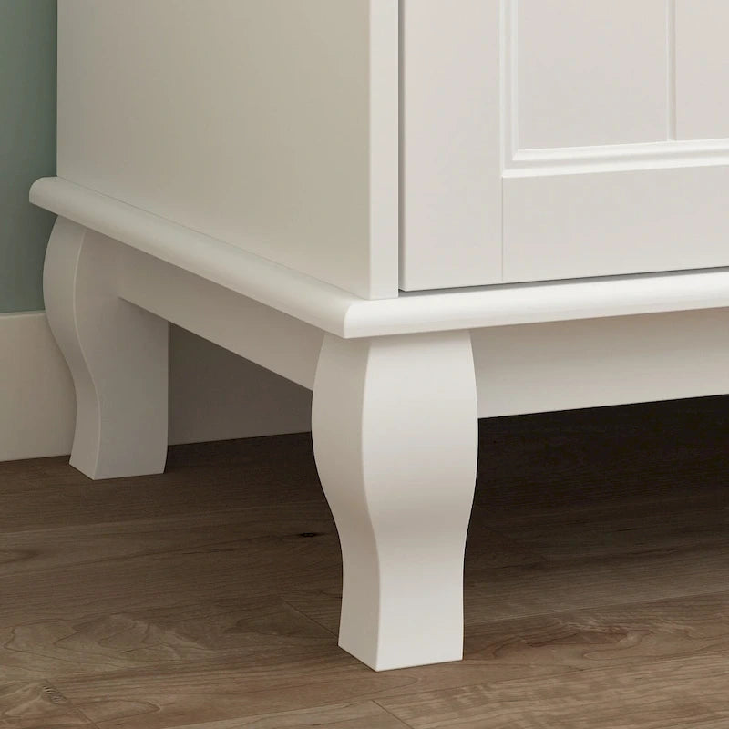 Armoire penderie familiale en bois 63W, laquée blanc, avec tringles