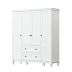 Armoire penderie familiale en bois 63W, laquée blanc, avec tringles