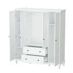 Armoire penderie familiale en bois 63W, laquée blanc, avec tringles
