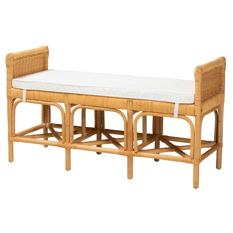 Banc en rotin marron naturel bohème moderne