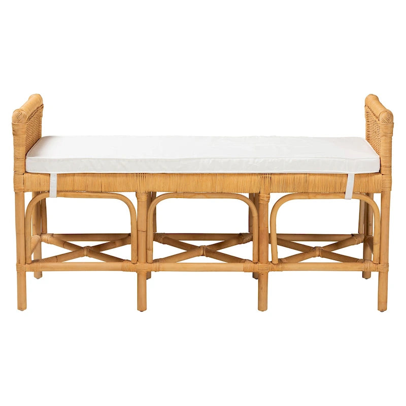 Banc en rotin marron naturel bohème moderne