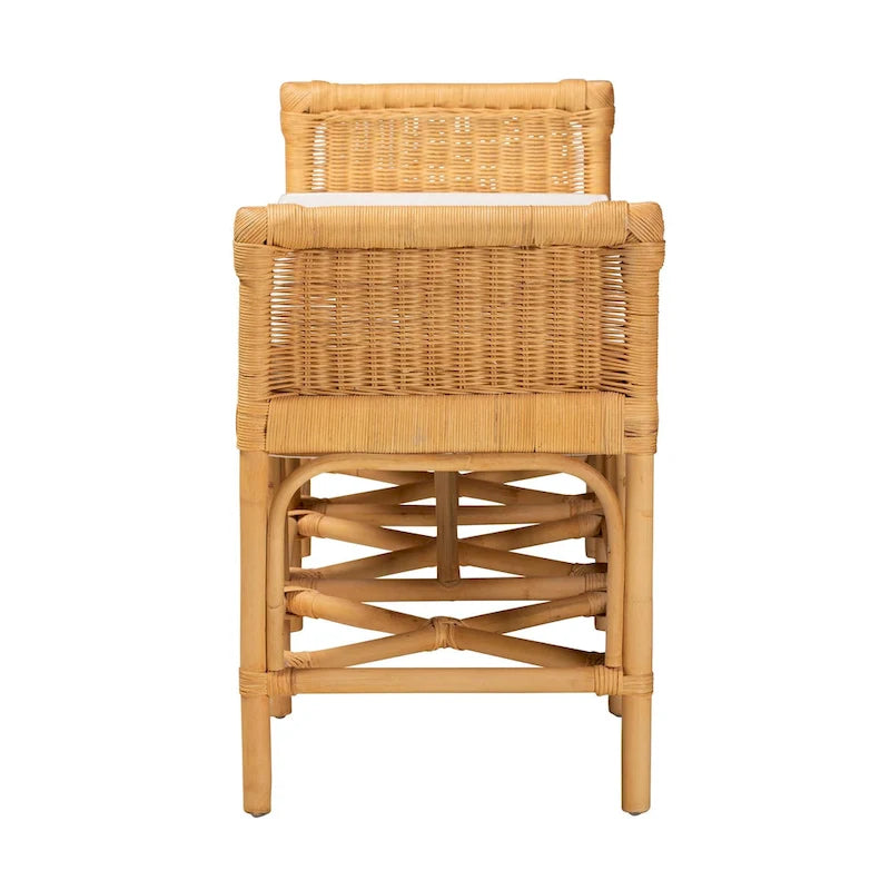 Banc en rotin marron naturel bohème moderne