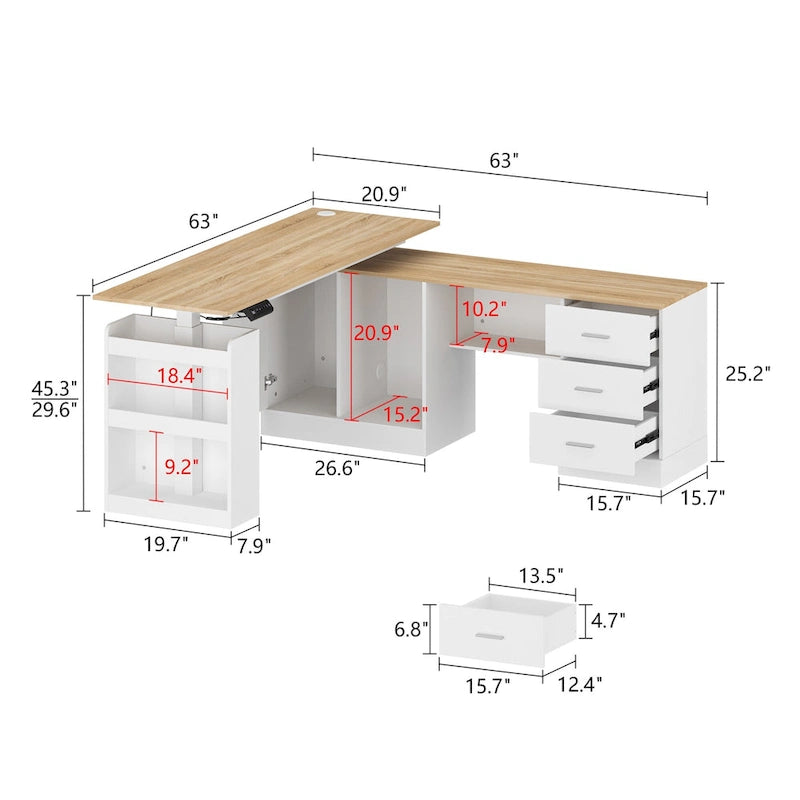 63 Bureau réglable Design ergonomique Rangement spacieux et Position debout