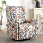 Fauteuil relax pivotant et à bascule manuel fleuri, avec patins, rembourré