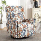 Fauteuil relax pivotant et à bascule manuel fleuri, avec patins, rembourré