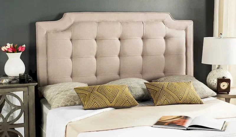SAFAVIEH Shanika Taupe Upholstered Tufted Headboard (King)