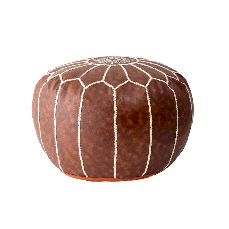 Pouf ottoman léger en similicuir style marocain classique