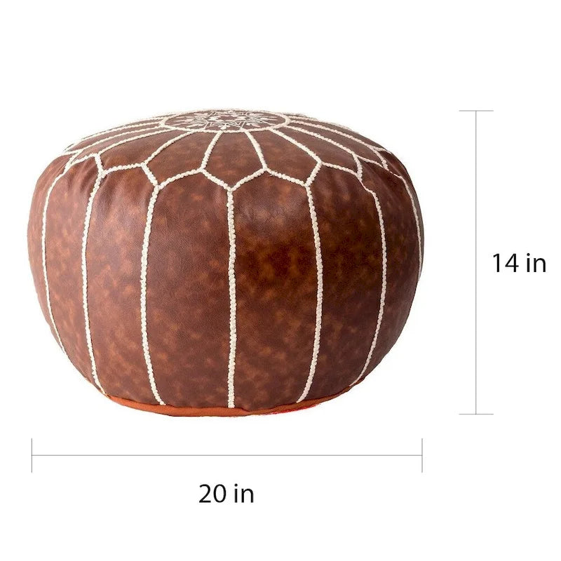 Pouf ottoman léger en similicuir style marocain classique