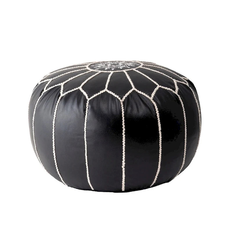 Pouf ottoman léger en similicuir style marocain classique