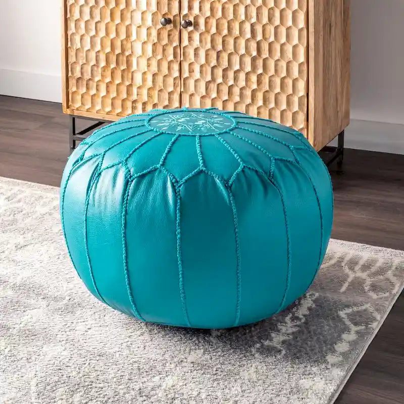 Pouf ottoman léger en similicuir style marocain classique