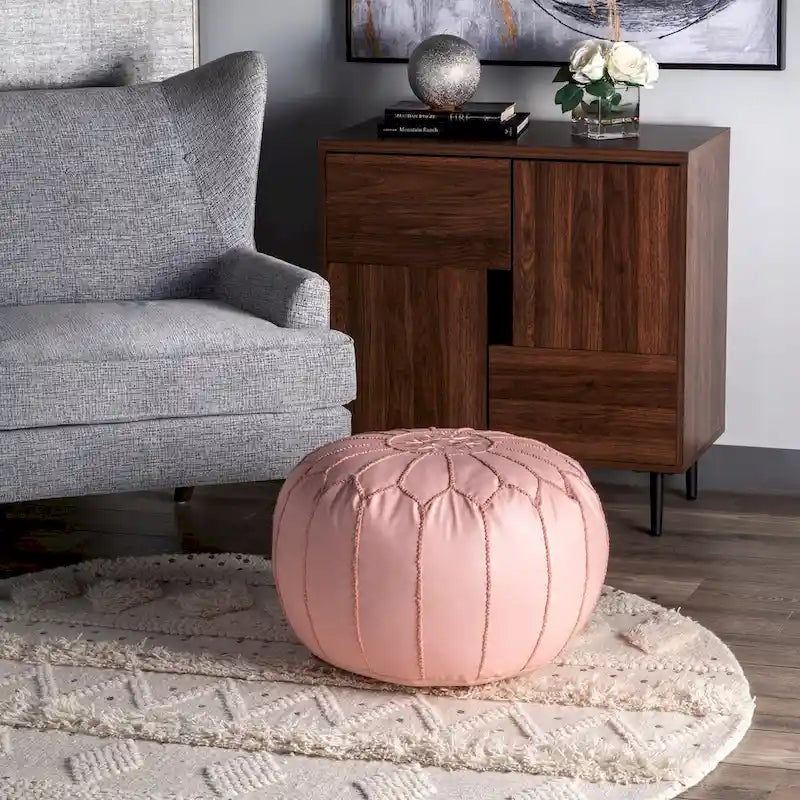 Pouf ottoman léger en similicuir style marocain classique