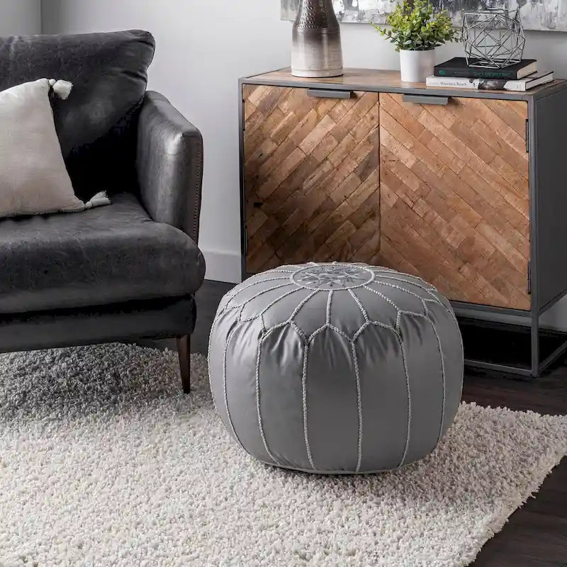 Pouf ottoman léger en similicuir style marocain classique