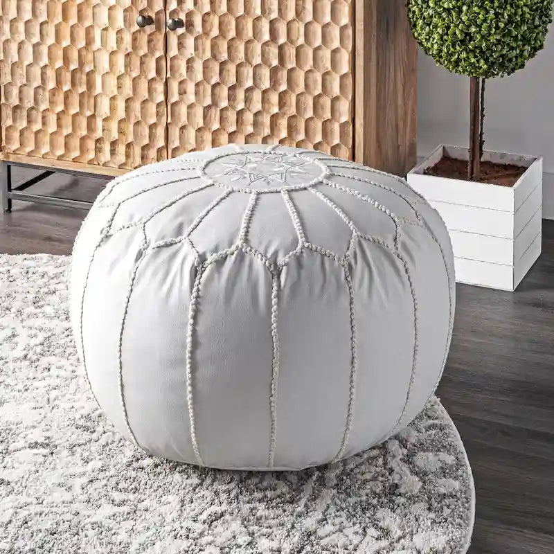 Pouf ottoman léger en similicuir style marocain classique