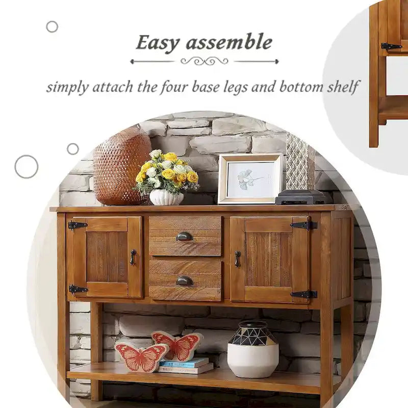 Console de buffet en bois massif de 48 po