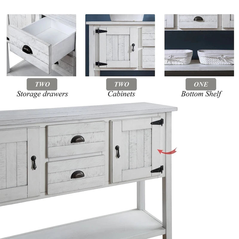 Console de buffet en bois massif de 48 po
