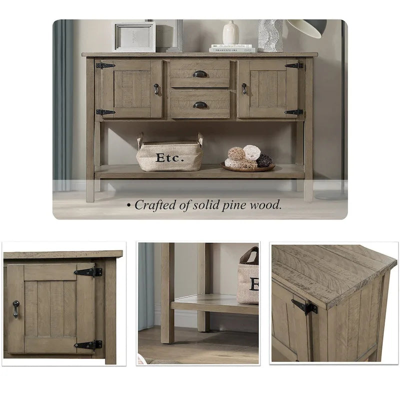 Console de buffet en bois massif de 48 po