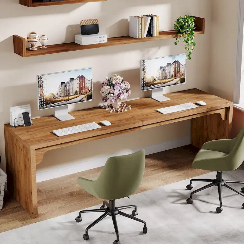 Bureau d'ordinateur extra long de 70,87 po, bureau pour 2 personnes pour le bureau à domicile