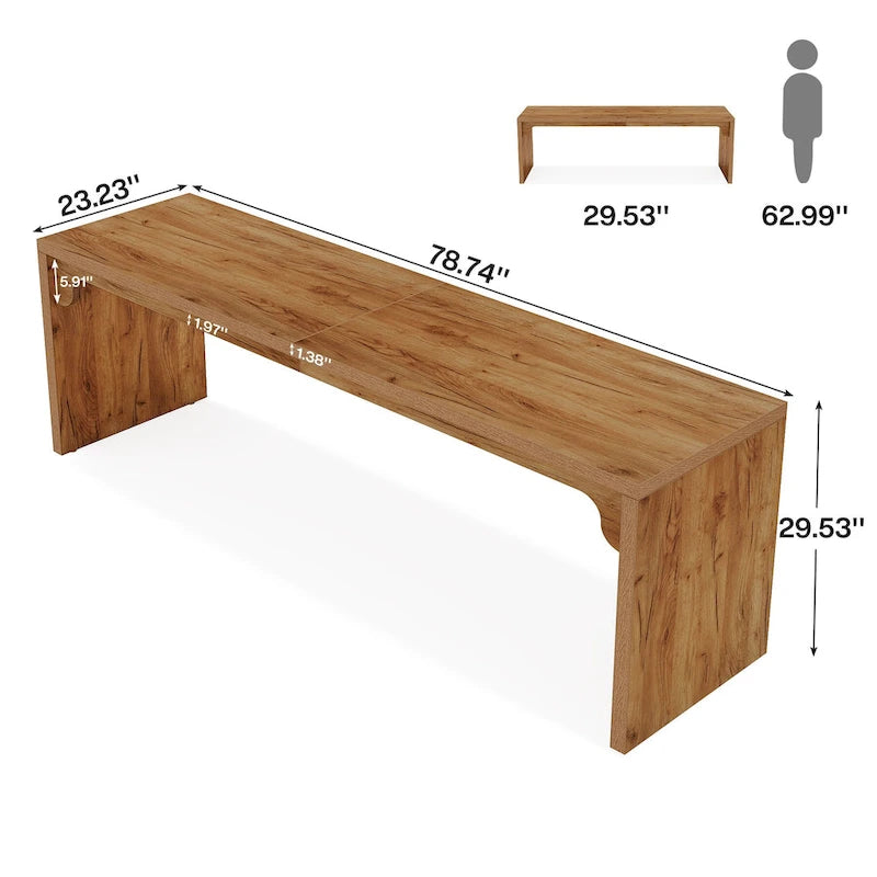 Bureau d'ordinateur extra long de 70,87 po, bureau pour 2 personnes pour le bureau à domicile