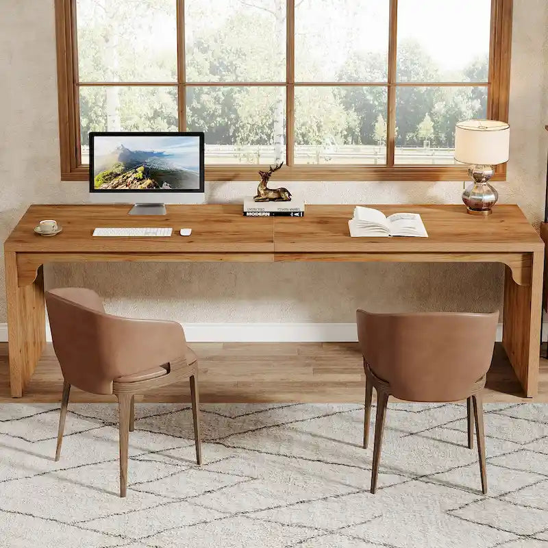 Bureau d'ordinateur extra long de 70,87 po, bureau pour 2 personnes pour le bureau à domicile