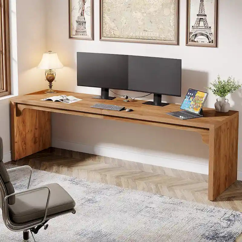 Bureau d'ordinateur extra long de 70,87 po, bureau pour 2 personnes pour le bureau à domicile