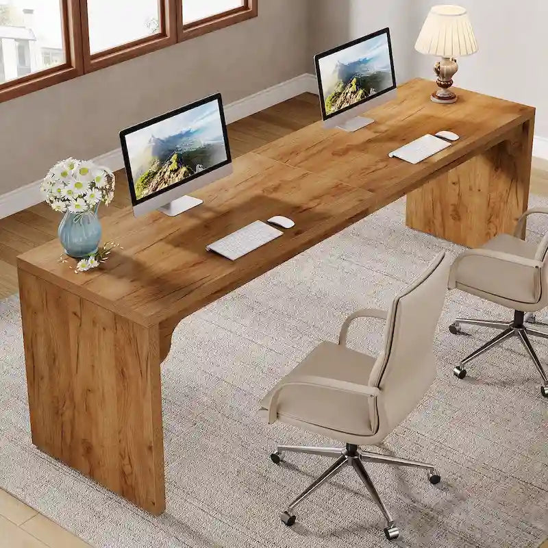 Bureau d'ordinateur extra long de 70,87 po, bureau pour 2 personnes pour le bureau à domicile