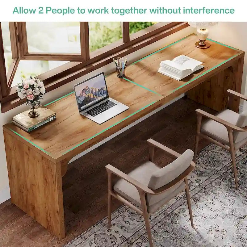 Bureau d'ordinateur extra long de 70,87 po, bureau pour 2 personnes pour le bureau à domicile