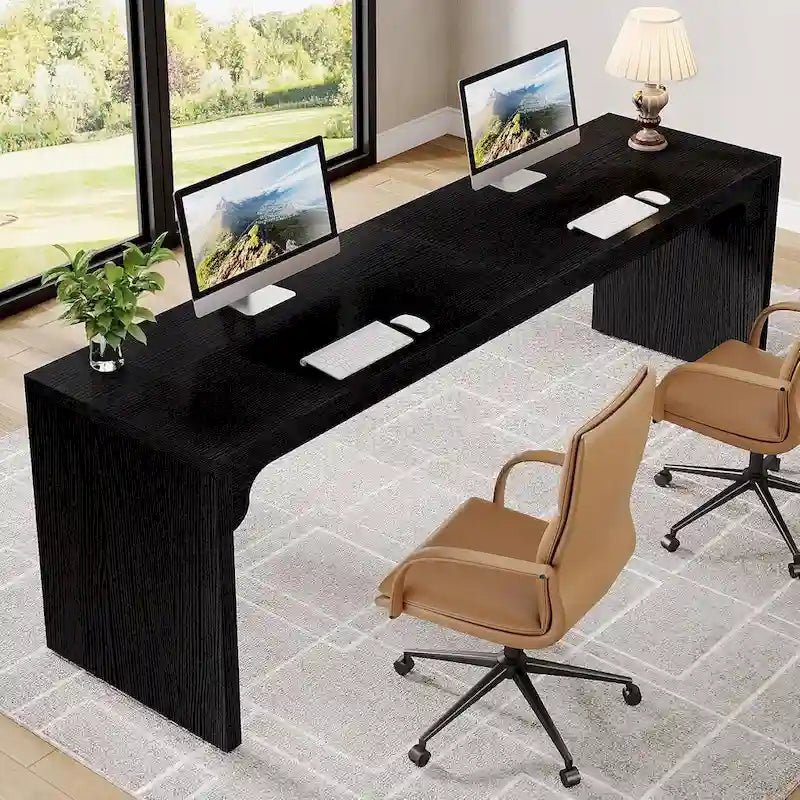 Bureau d'ordinateur extra long de 70,87 po, bureau pour 2 personnes pour le bureau à domicile