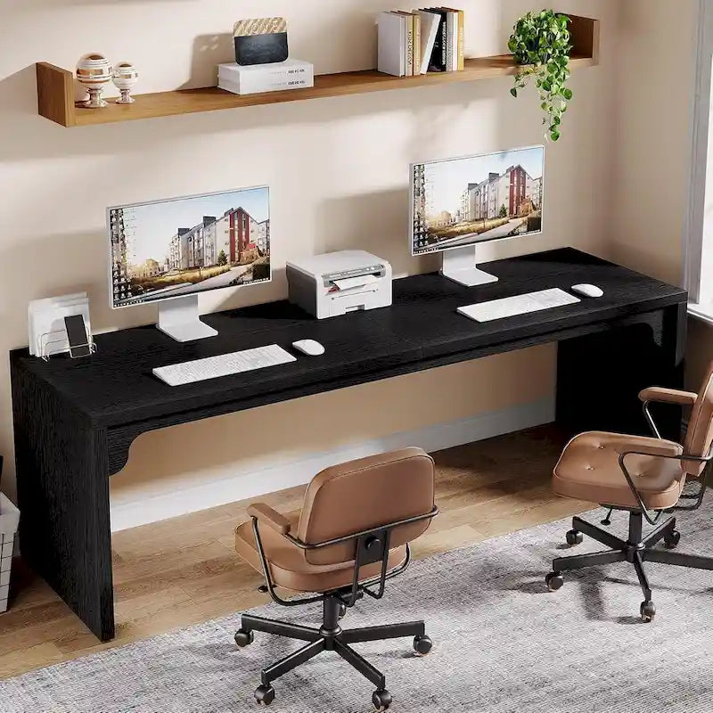 Bureau d'ordinateur extra long de 70,87 po, bureau pour 2 personnes pour le bureau à domicile