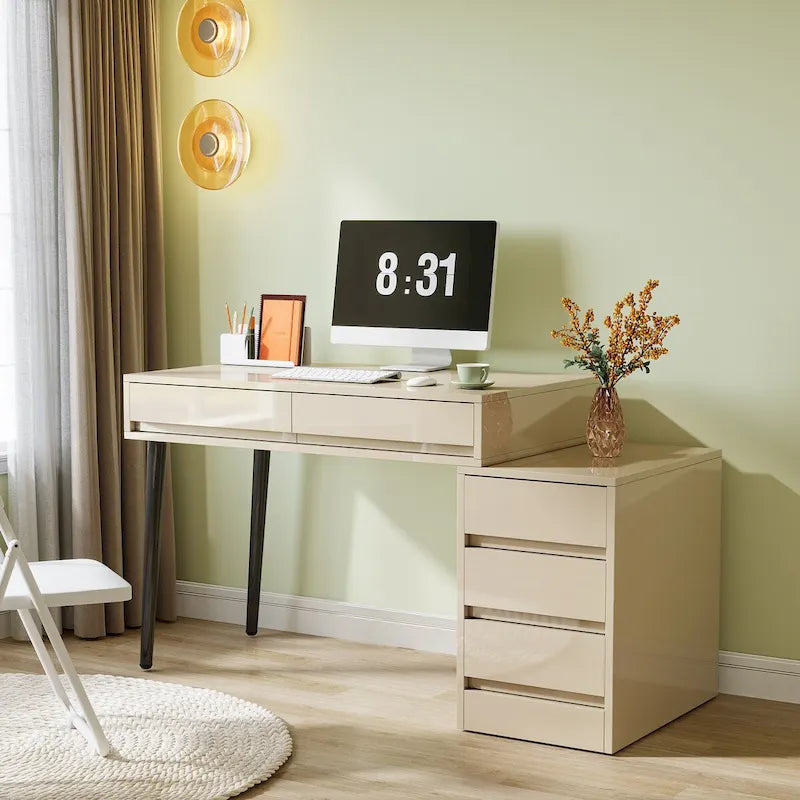 Bureau réversible avec 5 tiroirs