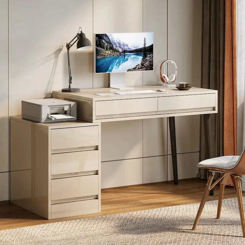 Bureau réversible avec 5 tiroirs