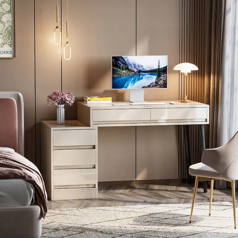 Bureau réversible avec 5 tiroirs
