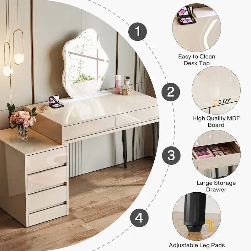 Bureau réversible avec 5 tiroirs