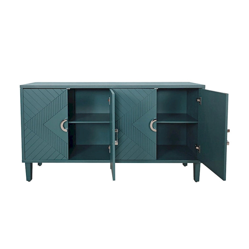 Buffet bahut élégant unique à 4 portes avec pieds en pin